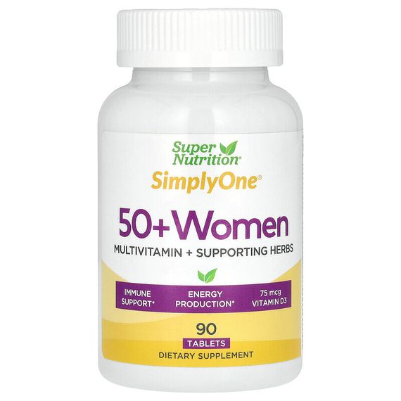 Super Nutrition, SimplyOne, мультивитамины и полезные травы для женщин старше 50 лет, 90 таблеток