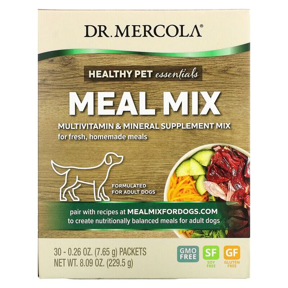 Dr. Mercola, Meal Mix, Multivitamin &amp; Mineral Supplement Mix, For Adult Dogs, 30 Packets, 0.26 oz (7.65 g) Each