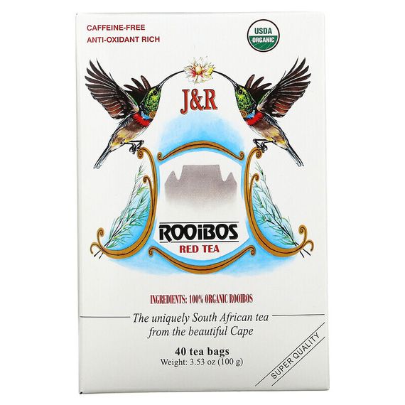 J&amp;R Port Trading, Pure Rooibos Red Tea (Настоящий красный чай ройбуш), без кофеина, 40 чайных пакетиков, 100 г (3,53 унции)
