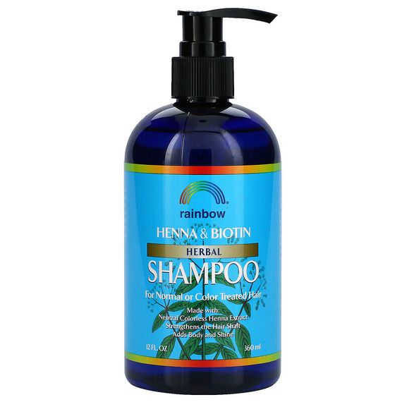 Rainbow Research, Henna &amp; Biotin Herbal Shampoo, For Normal or Color Treated Hair, 12 fl oz (360 ml)