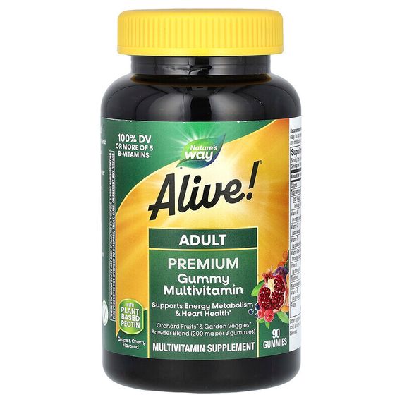Nature&#39;s Way, Alive! жевательный мультивитамин для взрослых, фруктовый вкус, 90 жевательных мармеладок