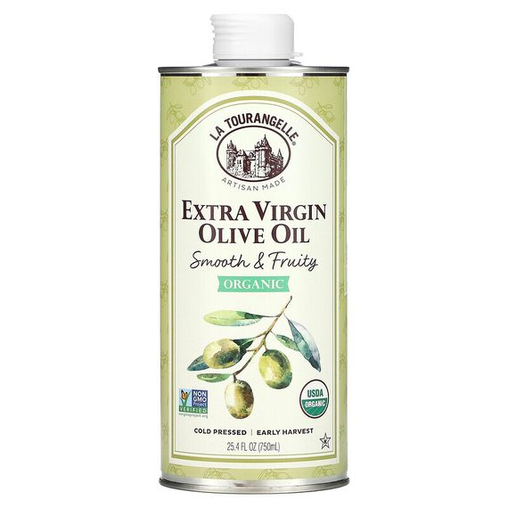La Tourangelle, Organic Extra Virgin Olive Oil, Smooth &amp; Fruity, 25.4 fl oz (750 ml)