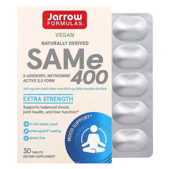 Jarrow Formulas, SAMe (Disulfate Tosylate), 400 mg, 30 Enteric Coated Tablets