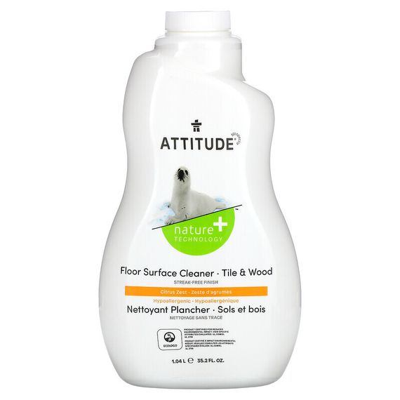 ATTITUDE, средство для чистки поверхности пола, для плитки и дерева, с ароматом цитрусовых, 1,04 л (35,2 жидк. унции)
