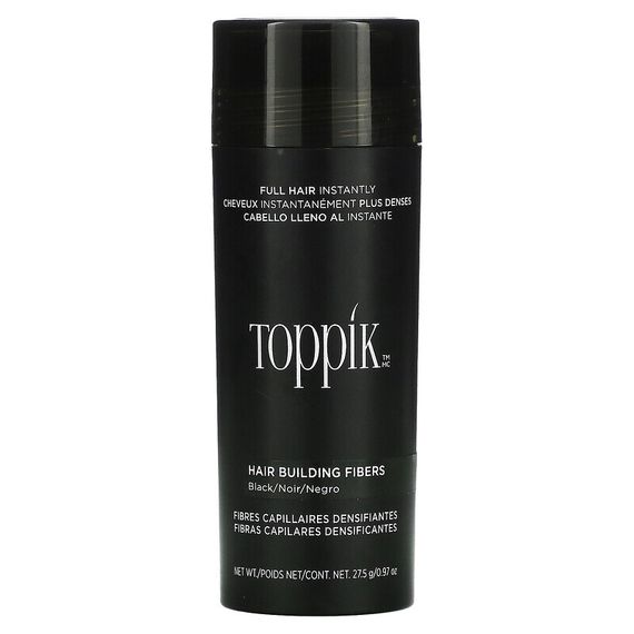 Toppik, Hair Building Fibers, загуститель для волос, оттенок черный, 27,5 г (0,97 унции)