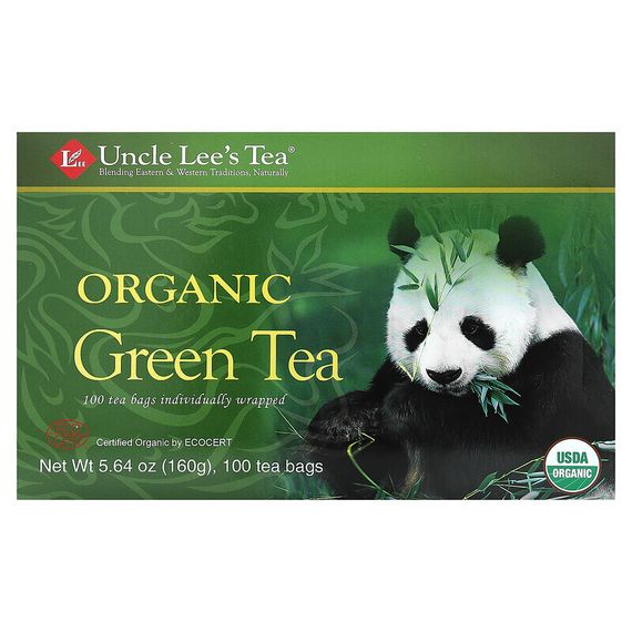 Uncle Lee&#39;s Tea, Органический зелёный чай, 100 чайных пакетиков, 160 г