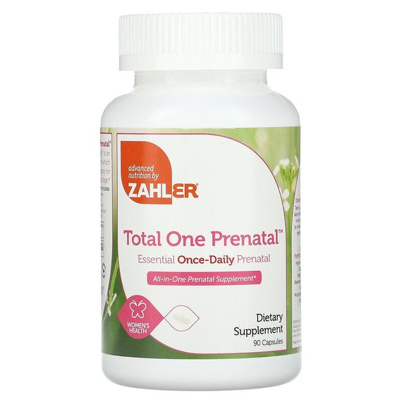 Zahler, Total One Prenatal, незаменимая пренатальная добавка для приема один раз в день, 90 капсул