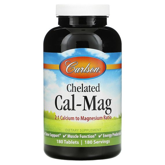 Carlson, Chelated Cal-Mag, 180 таблеток