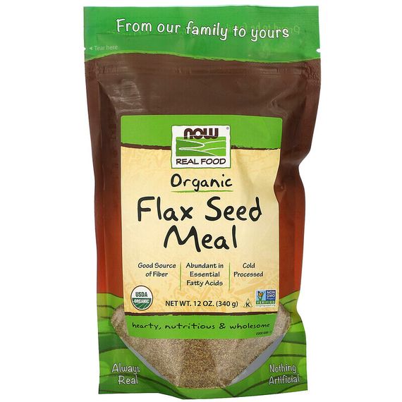 NOW Foods, Real Food, органическая мука из семян льна, 340 г (12 унций)