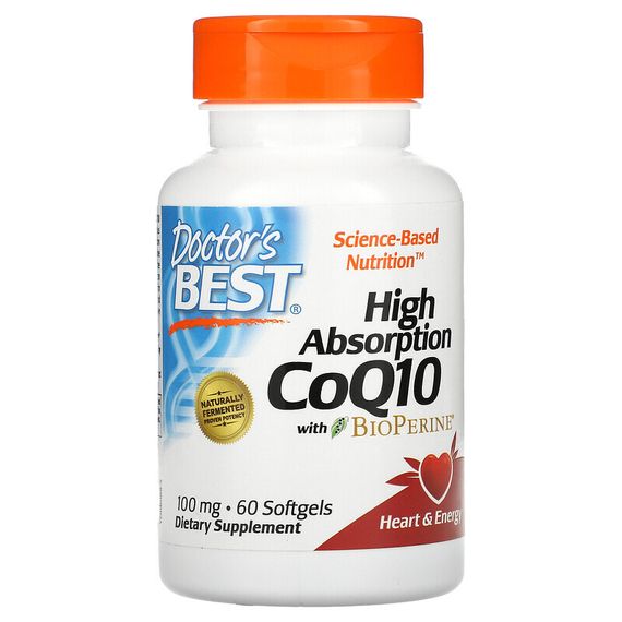 Doctor&#39;s Best, High Absorption CoQ10 with BioPerine, 100 mg, 60 Softgels
