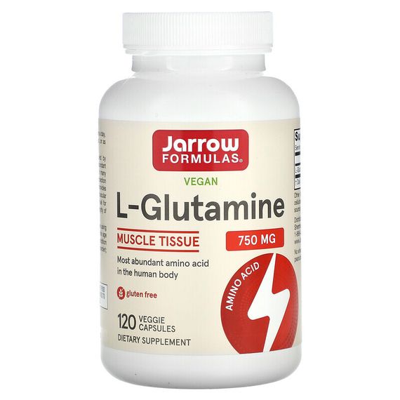 Jarrow Formulas, L-глютамин, 750 мг, 120 вегетарианских капсул