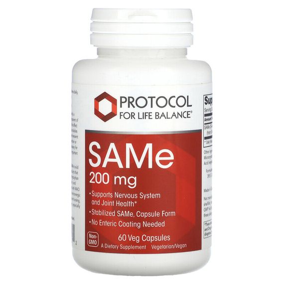 Protocol for Life Balance, SAMe, 200 мг, 60 растительных капсул