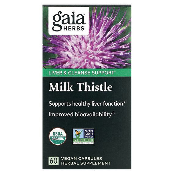 Gaia Herbs, семена расторопши, 60 веганских капсул с жидким содержимым Liquid Phyto-Cap