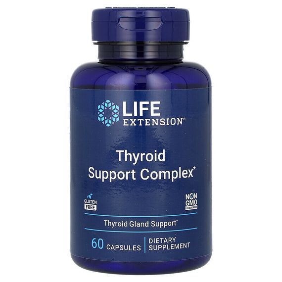Life Extension, Triple Action Thyroid, комплекс для здоровья щитовидной железы тройного действия, 60 капсул