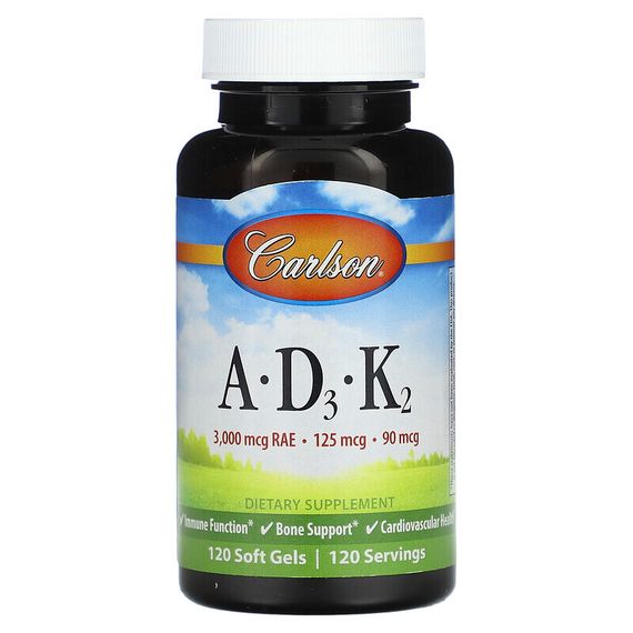 Carlson, A, D3, K2`` 120 мягких таблеток