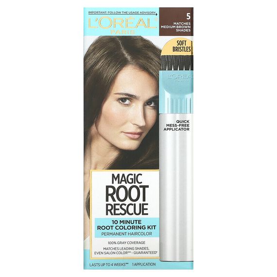 L&#39;Oréal, Root Rescue, комплект для окрашивания корней за 10 минут, оттенок 5 каштановый, на 1 применение