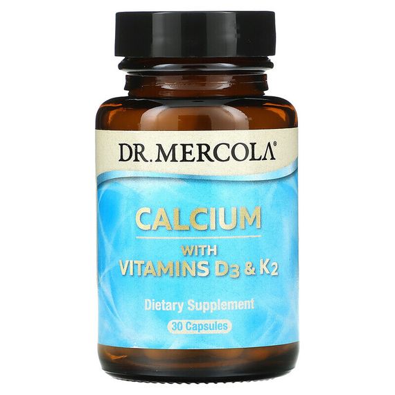 Dr. Mercola, Кальций с витаминами D3 &amp; K2, 30 капсул