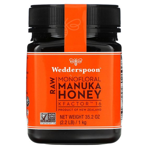 Wedderspoon, необработанный монофлорный мед манука, KFactor 16, 1 кг (2,2 фунта)