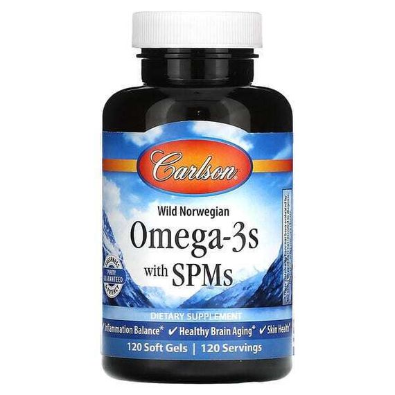 Carlson, Омега-3 с SPM, 120 мягких таблеток
