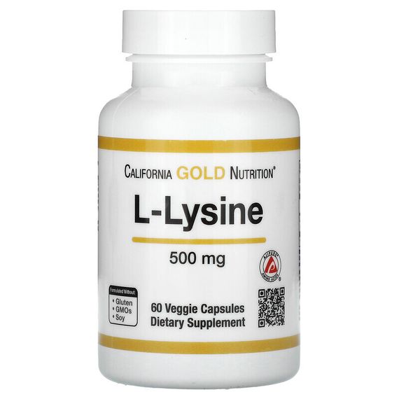 California Gold Nutrition, L-Lysine, 500 mg, 60 Veggie Capsules