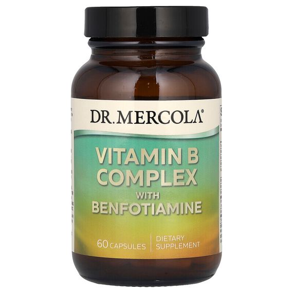 Dr. Mercola, комплекс витаминов группы B с бенфотиамином, 60 капсул