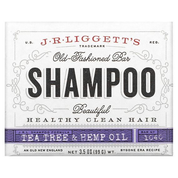 J.R. Liggetts, Твердый шампунь в старом стиле, масло чайного дерева и конопляное масло, 99 г (3,5 унции)