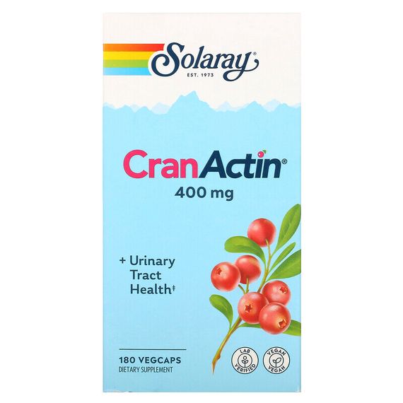 Solaray, CranActin, здоровье мочевыводящих путей, 180 растительных капсул