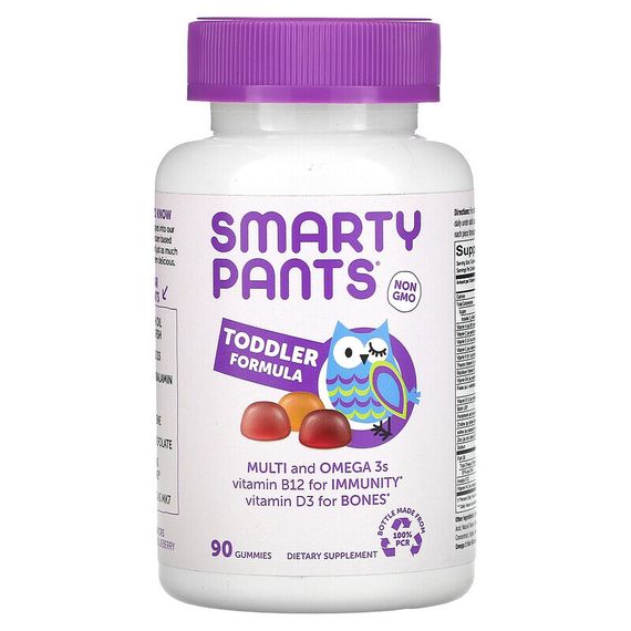 SmartyPants, мультивитамины и омега-3 кислоты для малышей, виноград, апельсин и голубика, 90 жевательных конфет