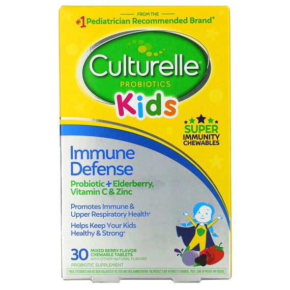 Culturelle, для детей, пробиотики, защита иммунитета, смесь ягод, 30 жевательных таблеток