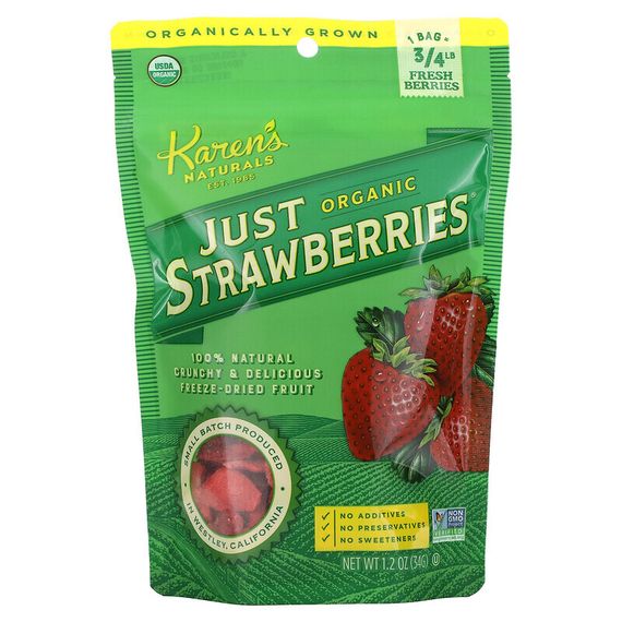 Karen&#39;s Naturals, Organic Just Strawberries, 1.2 oz (34 g)