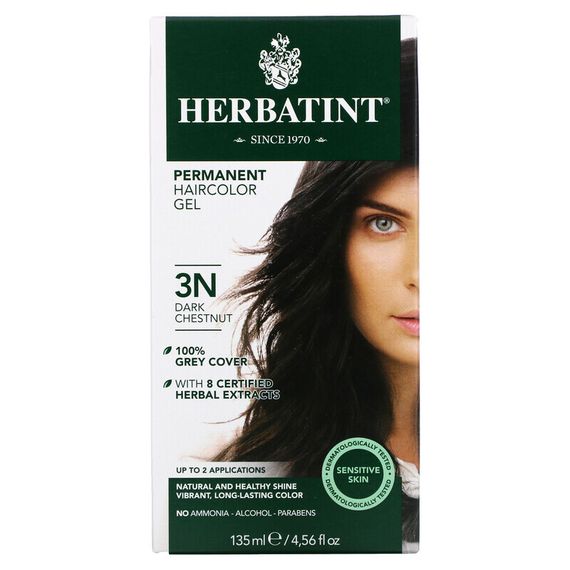Herbatint, стойкая гель-краска для волос, 3N, темный каштан, 135 мл (4,56 жидк. унций)